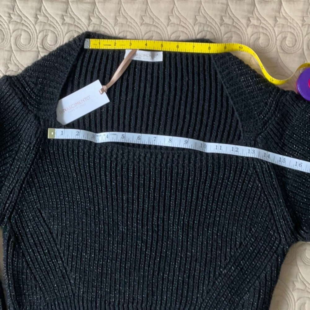 NWT Women's Rinascimento Knit / Square - Wide Neck Crop Top / Size S/M / Black - Picture 8 of 16